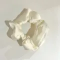 White satin hair scrunchie, elegant sweet ponytail hair accessory for women daily wear style. - White Lace Edge Scrunchie