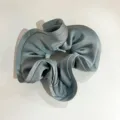 Elegant satin hair scrunchie, sage green pony tail holder, versatile sweet hair accessory - Blue-Gray Lace Scrunchie