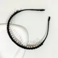Black crystal tooth headband for women, non-slip hair hoop stylish hair accessories for daily wear. - Black Crystal