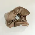 Satin scrunchie for women, elegant hair tie and vintage ponytail holder accessory. - Caramel Lace Scrunchie