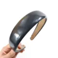 Wide leather headband for women, dark grey solid color hair hoop, stylish fashion hair accessory. - Dark Gray