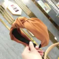 Brown fabric knotted headband for women, wide hair hoop stylish daily hair accessories. - Coffee