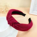 Serre-tête large noué plissé rose foncé pour femmes bandeau de cheveux en tissu. - Bordeaux