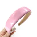 Pink wide leather headband, classic glossy solid color hair hoop for women and girls daily. - Korean Pink