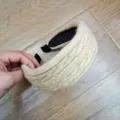Beige cable-knit wide hair hoop stylish autumn winter women hair accessories fashion - Beige