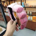 Pink velvet headband with metal rings, stylish Korean style hair hoop for women and girls variant. - Pink Velvet with Ring