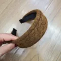 Brown cable knit wide headband winter autumn hair accessory fashion stylish chic hair hoop - Coffee