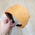 Camel wide suede headband for women, stylish hair accessory and comfortable hair hoop. - Camel