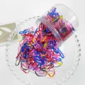Colorful disposable elastic hair bands in clear jar, thick candy-colored hair ties for women daily styling. - Rainbow Black