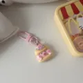Cute cartoon pig keychain resin pendant sweet pink bag charm accessory for women and girls - Burger Piggy