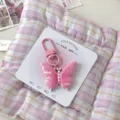 Pink butterfly bag charm keychain sweet cute accessory with nice letter detail and display card. - Deep Pink