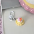 Cute 3D cake keychain accessory, sweet dessert pendant for bag or keys. Perfect gift choice. - Yellow