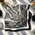 Classic black and white paisley pattern square silk scarf for women fashion accessory. - 37 Select by Image