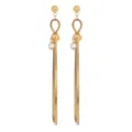 Elegant gold long tassel stainless steel earrings with sparkling crystal pendant for fashion. - Teardrop White Stone Tassel (E1299-GO)