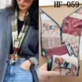 Women equestrian print silk skinny scarf, green border neckerchief for suit bag strap - Style HF-059