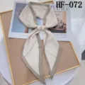 Elegante smalle lange zijden sjaal met geometrische contrastrand voor vrouwen, ideaal voor tassen. - HF-072