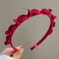 Diadema flocado roja para mujeres y niñas, elegante accesorio para el cabello de uso diario. - Diadema / Rojo