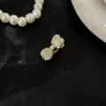 Rhinestone bow hair clip sparkling crystal duckbill clip for side hair sweet styling accessory - White Rhinestone Small Bow / Gold