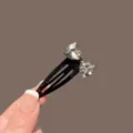 Pinza para el pelo negra con lazo de cristal para niñas, pasador lateral lindo para flequillo. - Pinza Clic Lazo / Negro