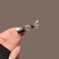 Pinza de pelo con lazo de cristal brillante horquilla pico de pato accesorio para mujer - Pinza Lateral de Lazo de Cristal Negro / Negro