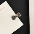 Pinza de pelo con lazo de diamantes de imitación metal oscuro clip lateral moda accesorio. - Estilo Lazo Pequeño / Negro