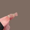 Lindo pasador de pelo con lazo de diamantes de imitación rosas, pinza lateral brillante para niñas. - Lazo Pequeño de Strass Rosa