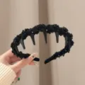 Black beaded non-slip plastic headband with teeth for women hair styling accessory - Satin Three-Layer Beaded Headband / Black