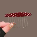 Burgundy Polka Dot Hair Comb Hairpin Bun Maker Styling Tool Variant Style Red White Dots - Red Polka Dot Curved