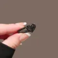 Black rhinestone heart hair clip, cute side bang clip for women and girls, stylish accessory. - Mini Heart Hair Clip