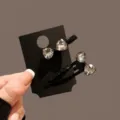 Pinza de pelo de pico de pato con diamantes de imitación mini horquilla de cristal brillante - Set de Pinza BB y Pinza Lateral / Paquete de 2 / Negro