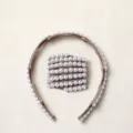 Diadema de perlas extensible para mujeres, cinta antideslizante para lavado facial y peinado. - Gris