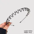 Anti-slip wavy black metal hair hoop for women face washing, lightweight daily hair accessories. - Inner Hook Style / Black