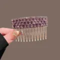 Purple rhinestone hair insert comb elegant bun maker hair styling clip hair accessory - Purple Full Rhinestone Square