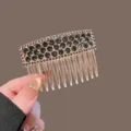 Rhinestone hair insert comb sparkling crystal bun maker rose gold hair accessories for women - Gray-Green Full Rhinestone Square