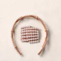 Diadema de pelo extensible de perlas cinta plegable de multicapa accesorio para mujeres - Rosa