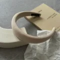 Minimalist plain padded sponge hair hoop for women, comfortable thick solid color hair band daily. - Sponge Headband / Khaki