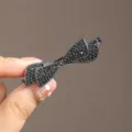 Pinza de pelo de lazo de aleación de circonio de cristal brillante flequillo - Completo Strass Lazo Gunmetal #4