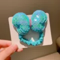 Coletero de lentejuelas azules con lindo lazo, cinta elástica para el cabello de niños. - Azul