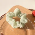 Green textured scrunchie hair tie for women, sweet style hair accessories and ponytail holder. - Green