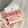 Jolis pinces à cheveux roses ensemble cœur en résine pinces mignonnes accessoires cheveux fille - Ensemble 2 Pièces Pêche / Rose