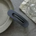 Large matte dark grey hair clip, minimalist oval barrette for secure daily hair styling. - Grey Blue