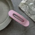 Minimalist pink matte hair clip, elegant duckbill barrette for styling and daily bangs. - Pink