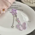 Y2K Fermaglio per Capelli Farfalla Stella Viola Laser Perline Nappe Clip Laterale - Viola