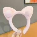 Grazioso cerchietto orecchie di gatto in morbido peluche donna autunno inverno fascia trucco - rosa scuro