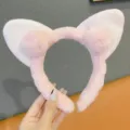 Cerchietto orecchie di gatto peluche rosa morbido carino accessorio capelli autunno inverno donna - Rosa chiaro