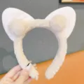 Fascia per capelli con orecchie di gatto in peluche per donna, variante autunno inverno. - Kaki