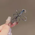 Black rhinestone flower duckbill clip, elegant alloy side hair clip and bangs hair accessory. - Hollow Full Rhinestone Flower #35