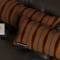 Retro striped throw pillow Bauhaus style square cushion removable cover for sofa bed chair - 50x30 / Cushion Cover Only / Dark Brown Blue Stripe