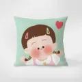 Decorative throw pillow case with cute cartoon girl print, modern sofa cushion cover. - Happy Family 5