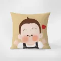 Fodera per cuscino stampa neonato cartone animato, dettaglio velluto morbido per salotto. - 35x35cm (Senza Imbottitura) / Famiglia Felice 4